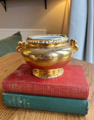 Vintage Gold Keramik Jardinière / Pflanztopf | dekorativer Übertopf