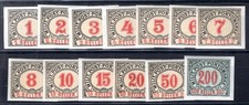 AUSTRIA BOSNIA AND HERZEGOVINA POSTAGE 1904 1-13U * IMPERFORATED SET (I4510