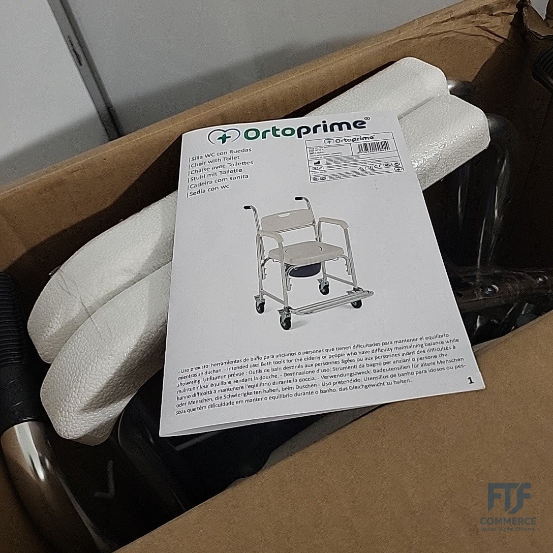 OrtoPrime Toilettenstuhl mit Rollen – 3 in 1 – Toilettenstuhl für Senioren – Kla