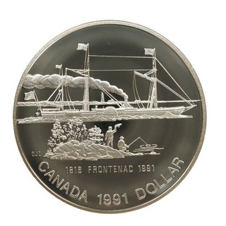 Kanada 1991 1 Dollar 175 Jahre Schaufelraddampfer Frontenac | Silber