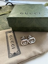 Gucci GG Silver Tone Classic Earrings with Packaging