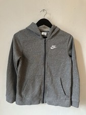 Nike Youth Kids Gray Full Zip Hoodie Sweatshirt Youth Large Fleece Swoosh