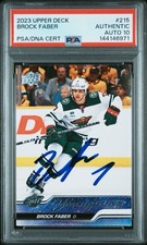 Brock Faber Signed 2023 Upper Deck Young Guns PSA/DNA Auto 10 Wild NHL Hockey