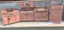 Vintage 1950s Wolverine Supply Toy Kitchen Set - Stove Sink Refrigerator Cabinet