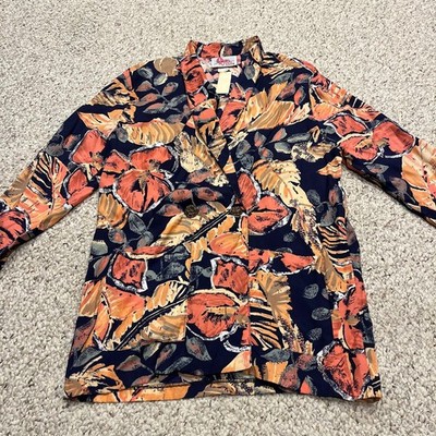 Vintage NWT Deadstock Floral Blazer Sz S Que Sera Preppy Retro Casual