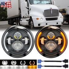Pair 7 Inch Round Led Headlights Hilo Beam Halo Projector For Kenworth T2000 Pair 7 Inch Round Led Headlights Hilo Beam Halo Projector For Kenworth T2000