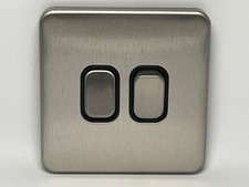 Image of Schneider 2 gang 2 way Switch Stainless Steel Screwless Lisse Deco GGBL1022BSSS