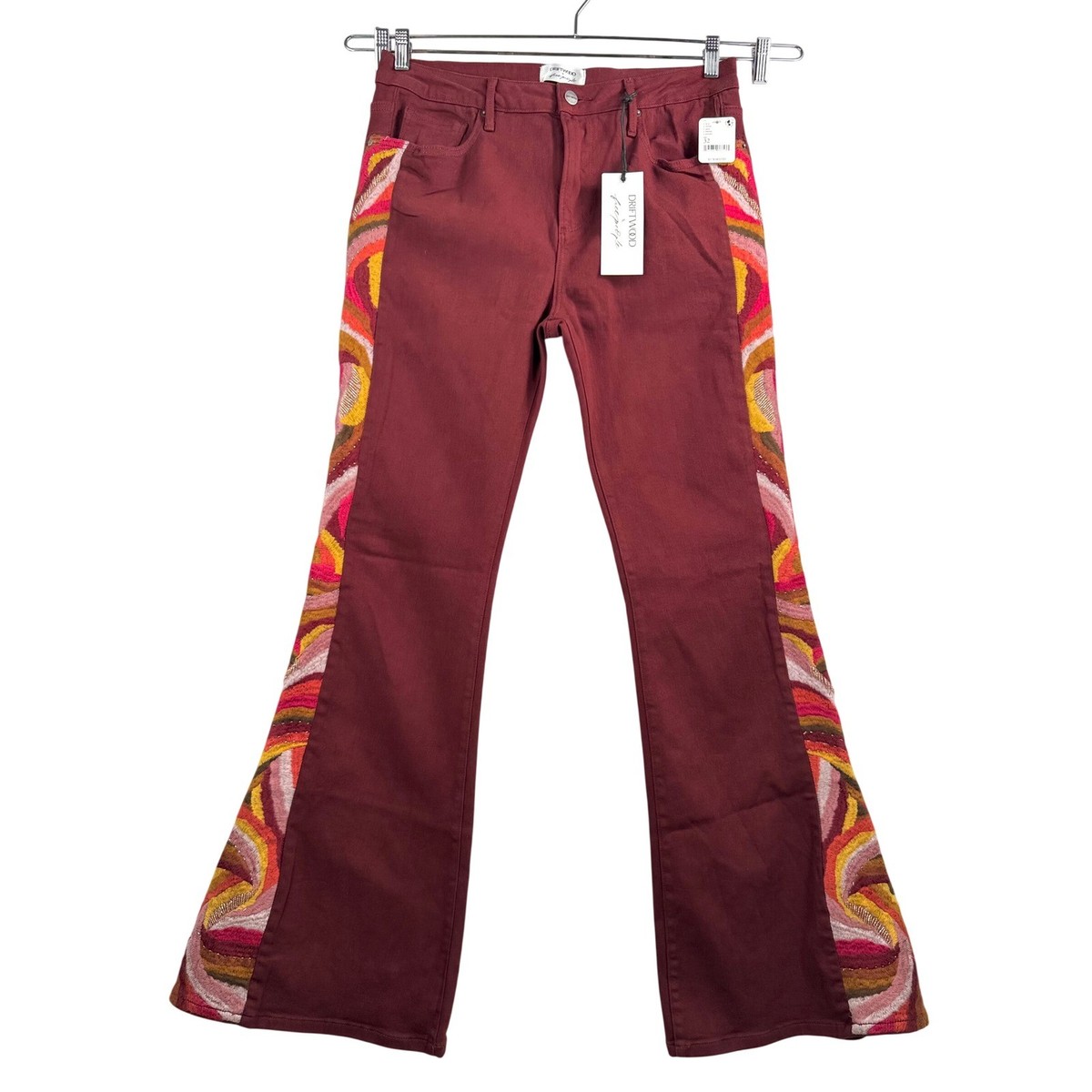 Driftwood x Free People Farrah Flare Jeans sz 32 Embroidered
