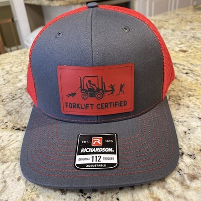 Funny Fork Truck Certified Leatherette patch on Richardson  112 Snapback Hat Cap