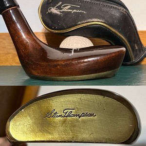 Ancien Putter Stan Thompson Tête En Bois Avec Semelle Laiton – Club Vintage Look Rétro