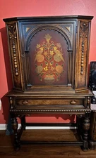 Exquisite Berkey & Gay Hand-Painted Antique Cabinet