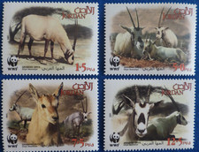 2005 WWF ~ ARABIAN ORYX  ~ JORDAN ~ 4 SINGLE MINT STAMPS