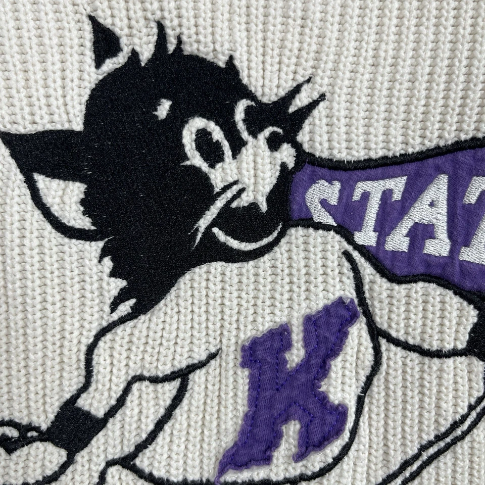 Suéter GG Kansas State Wildcats Mujer Grande Blanco/Blanco roto Tejido Púrpura K-State Foto 4 de 4