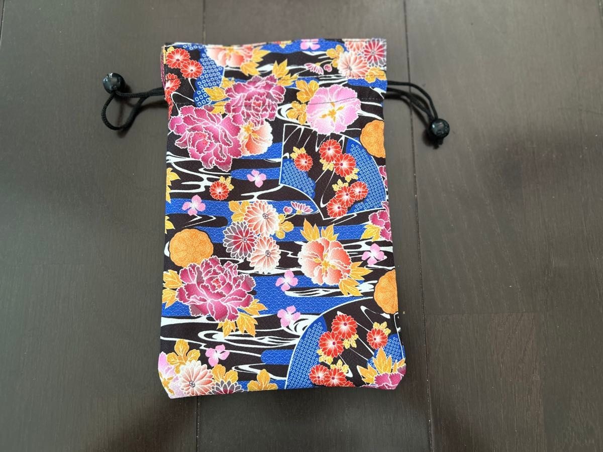 Japanese pattern drawstring bag reversible - image 1