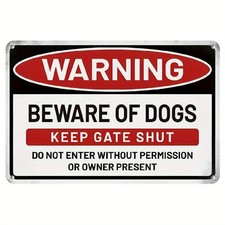Vintage Aluminum Beware of Dogs Tin Metal Signs Home D cor 8x12 Weather-Resistan
