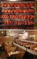 Split View Postcard Original Barbecue Rotisserie Spit Vermont Ave Los Angeles CA