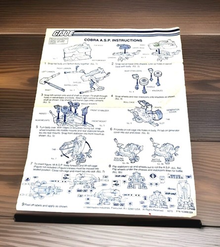  GI JOE Cobra A.S.P P/N 163888.00A 1985 instrucciones/planos de coleccionista #M53 - Imagen 1 de 5