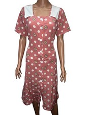 NWT Vintage Retro Style Pink Polkas Dots Midi Dress One Size FitsSML