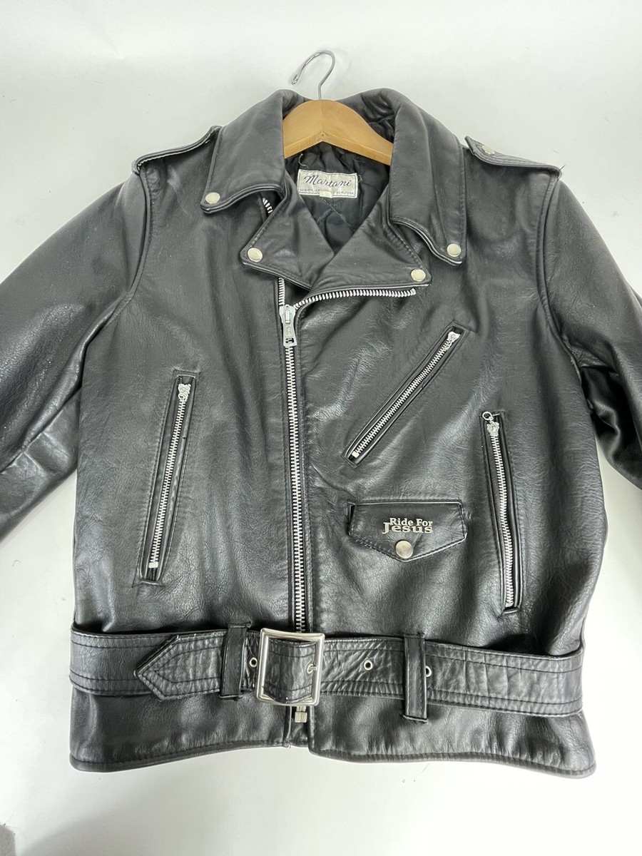 Vtg Martani Women's Black 40 Leather Jacket Biker Punk Rock
