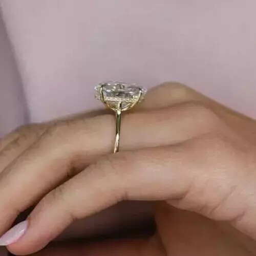 Damen-Verlobungsring 14 Karat Gold 2,20 kt Ovalschliff Laborgrown Diamant versteckter Halo - Bild 2 von 10