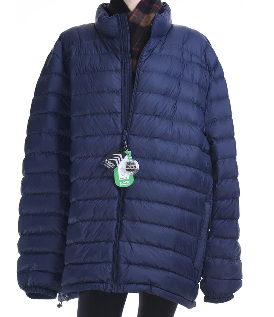 Solaris Men's 2XB Natural Down Puffer Packable Navy Blue Jacket