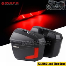2x Caja Lateral LED Moto 23L 5KG Carga Para Suzuki Kawasaki Touring Scooter