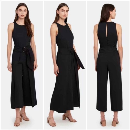 Joie Mairead Faux Wrap highwaist wide leg cropped Jumpsuit sz2 NWT - Picture 2 of 15