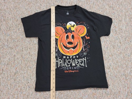 Disney Shirt Youth Large Black Glow In Dark Happy Halloween 2018 Mickey Pumpkin - Picture 8 of 13