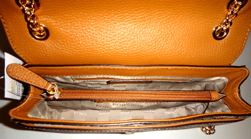 MICHAEL KORS Women's FULTON MK Signature Flap Chain Bag Natural Acorn 38H7XFTL1V - Picture 11 of 12
