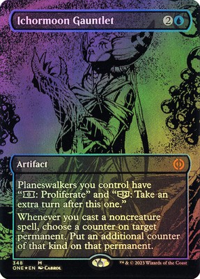MTG FOIL Ichormoon Gauntlet 348 Borderless Oil Slick Foil  - Phyrexia: All Will
