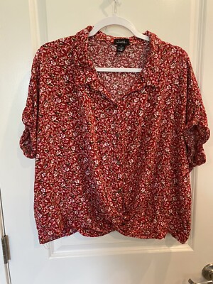Justify women s 2X shortsleeve buttonfront bandeau Style blouse, So Nice