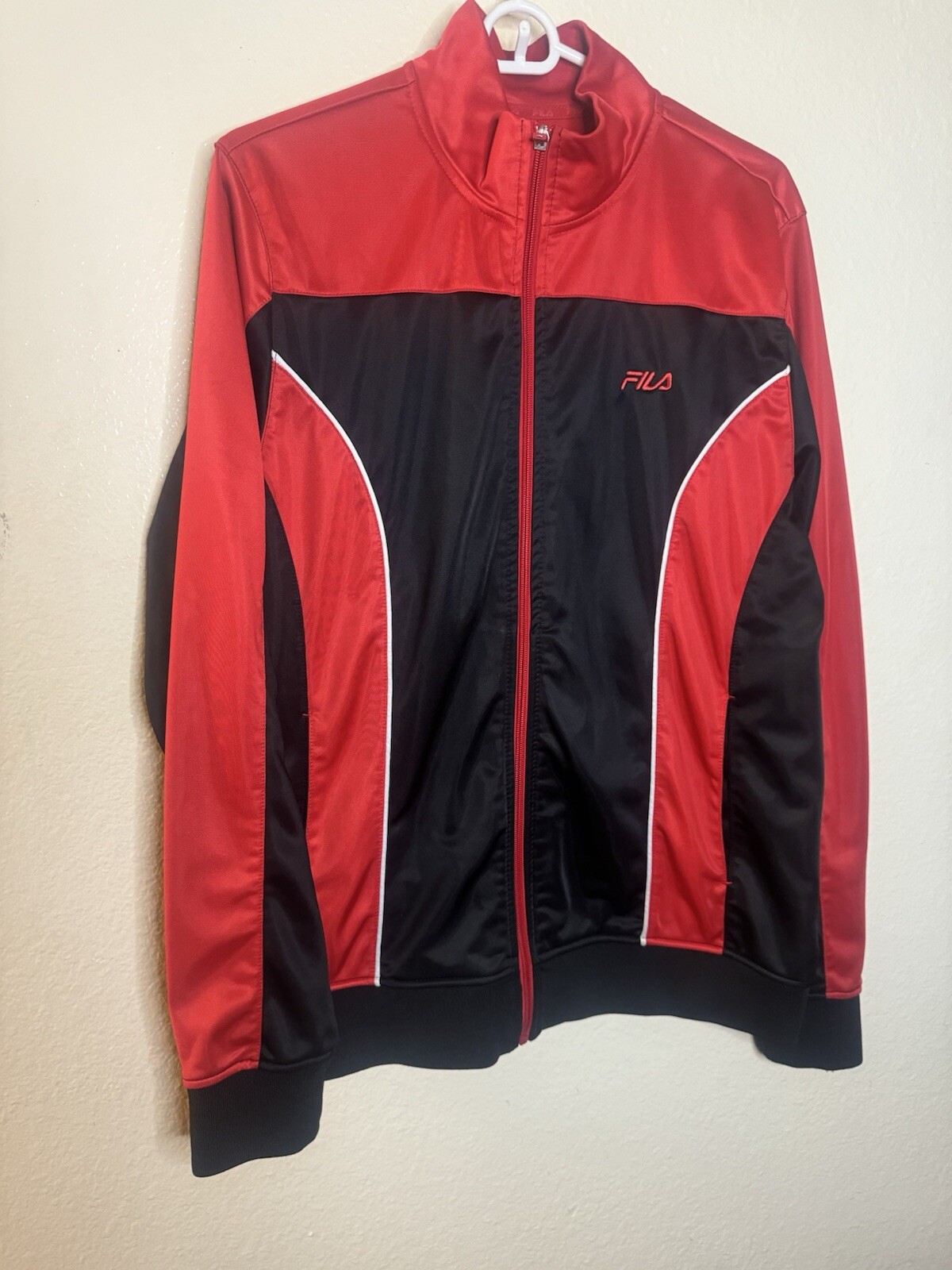 Fila Jacket Full Zip Giacca Sportiva Rosso e Nero Sportivo Uomo US Taglia Medium