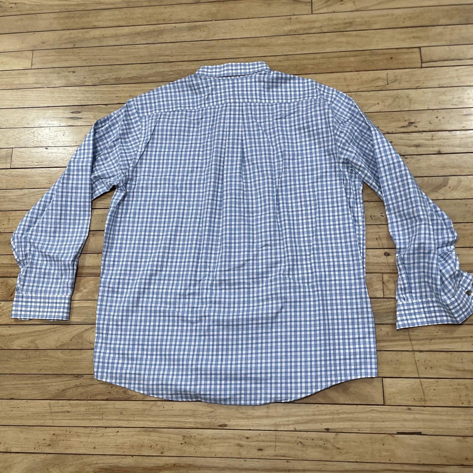 L.L. Bean Shirt Men XL Reg Blue Check Plaid Button Down Wrinkle Resist Classic