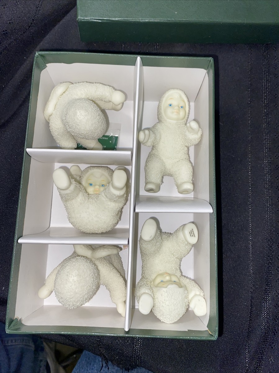 department 56 tumbling in the snow #7957-0 snowbabies. set of 5