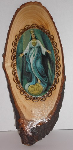 Icono Oriental BENDITA VIRGEN MARÍA Arte en Rebanada de Leña Hecho en Polonia - Imagen 5 de 10