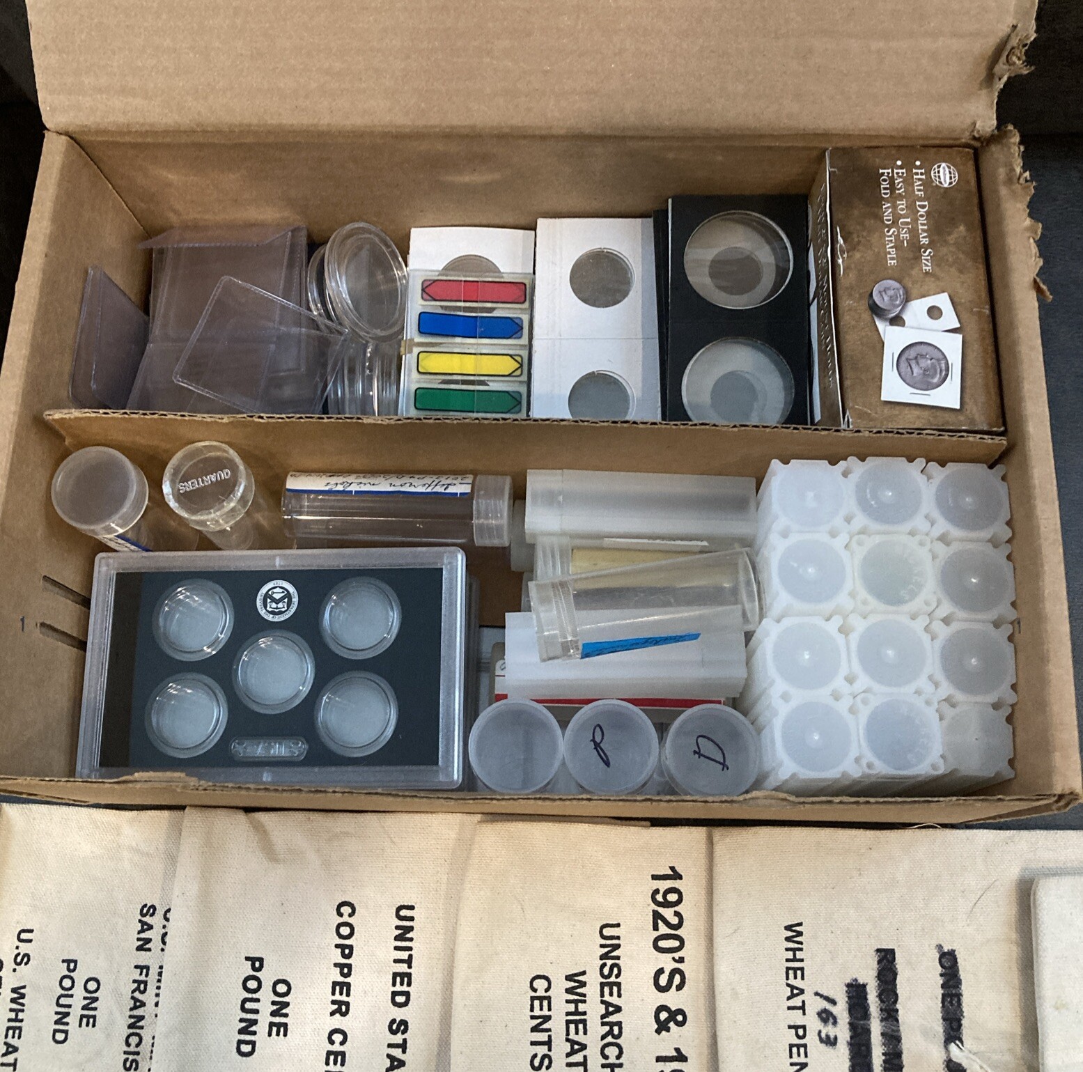 Large Supplies Lot - Coin Tubes, & Holders &Canvas Bags, mount holders,air-tites