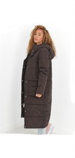 Brave Soul Longline Duvet Puffer Coat Chocolate Brown, Size S