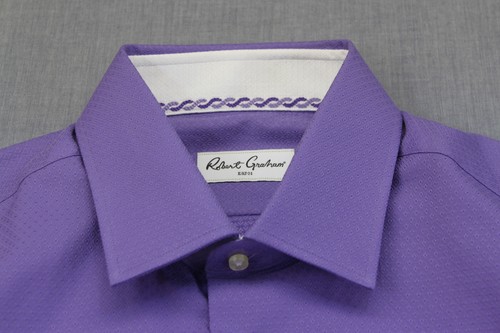 ROBERT GRAHAM Clark Mens Purple Satin Diamond Jacquard Dress Shirt NWT 16 41 - Picture 3 of 8