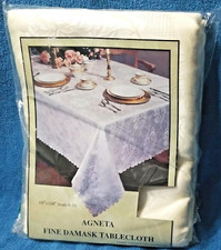 Damask Tablecloth LARGE Floral Cream Rectangle 60x104 Made in Turkey Wedding