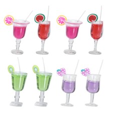 8 Pcs Miniature Drink Glasses Doll House Fruit Cocktail Model
