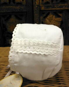 Will-039-beth-Infant-Newborn-Baby-Girl-White-Bonnet-Lace-Christening-0-6m