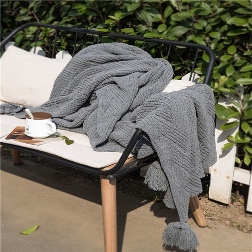 Soft Pure Color Pom Pom Throw Home Decorative Office Sofa Bed Blanket 130*160CM - Picture 36 of 53