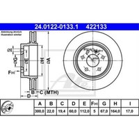 ATE 2X Bremsscheibe Hinten 3000 BelüFtet FüR Mercedes-Benz S-Klasse W140