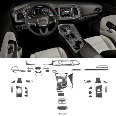 54 Stück Kohlefaser Full Interior Kit Cover Verkleidung für Dodge Challenger