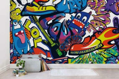 3D Monster Graffiti Tapete Wandbild Ablösbar Selbstklebend Aufkleber 56