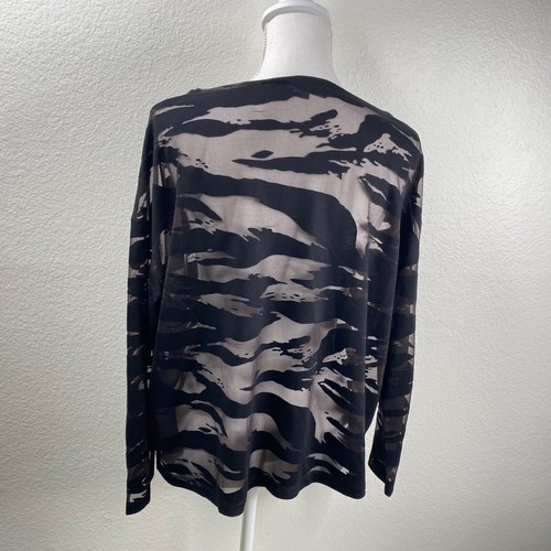 All Saints Rita Devore Top Women's Black Sz XS Animal Print Burn Out Gothic Emo - Picture 3 of 8