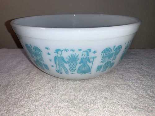 Vintage Pyrex Amish Butterprint 2 1/2 Quart Rührschüssel Türkis Druck #403 - Bild 5 von 12