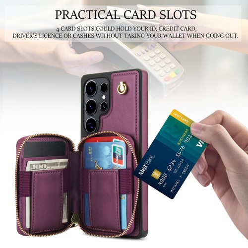 Case For Samsung S25 Ultra S24 S23 S22 Leather Wallet Crossbody Flip Stand Cover - Picture 6 of 19