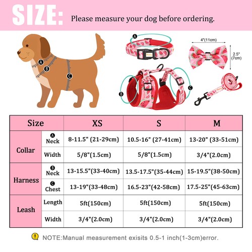 Floral Dog Harness Leash And Collar Set Printed No Pull Puppy Collar Vest Lead - Picture 10 of 16