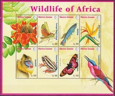 Sierra Leone 1995 Butterfly,Flower,Tulip,Bird of Paradise,Fish,Monkey,Frog MNH